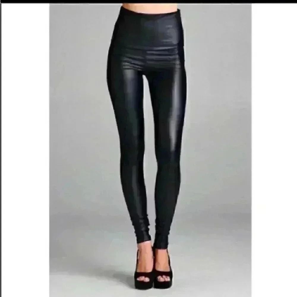 New Solid Faux Leather legging